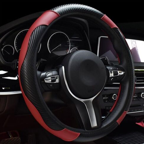 Car Steering Wheel Cover for Mazda CX-9 II 2016-2023, Steering Wheel Covers Protector PU Leather Breathable Anti Slip Interior Accessories,C/Black in Saudi Arabia