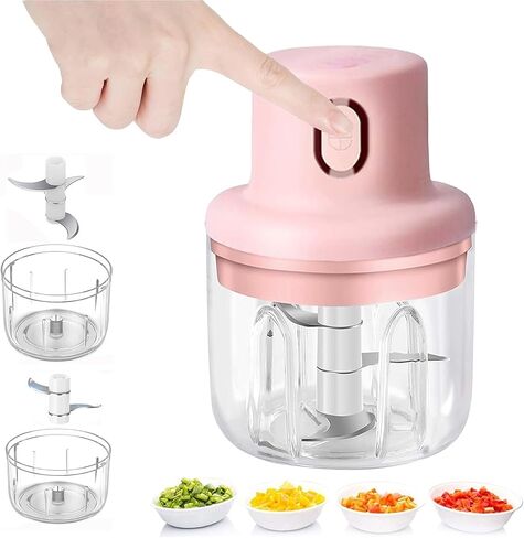 Wireless Food Chopper, 350ml Electric Garlic Food Chopper, USB Rechargeable Cordless Blender Processor Crusher For Onion Garlic Pepper Meat Mincer/Grinder/Puree Food - White in Saudi Arabia