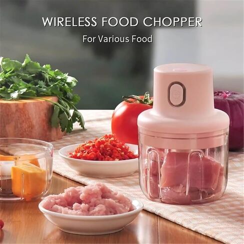 Wireless Food Chopper, 350ml Electric Garlic Food Chopper, USB Rechargeable Cordless Blender Processor Crusher For Onion Garlic Pepper Meat Mincer/Grinder/Puree Food - White in Saudi Arabia