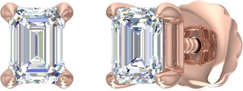IGI معتمد من Emerald Cut Diamond 4 أقراط مع مجموعة المسمار Back Ultra Premium (Color F-G ، VS1-VS2 Clarity) in Saudi Arabia