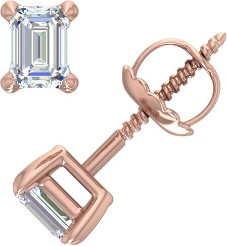 IGI معتمد من Emerald Cut Diamond 4 أقراط مع مجموعة المسمار Back Ultra Premium (Color F-G ، VS1-VS2 Clarity) in Saudi Arabia