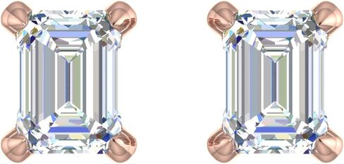 IGI معتمد من Emerald Cut Diamond 4 أقراط مع مجموعة المسمار Back Ultra Premium (Color F-G ، VS1-VS2 Clarity) in Saudi Arabia