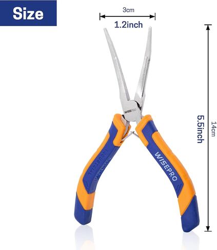 2 PCS Mini Needle Nose Pliers Set, Straight and Bent Long Nose Pliers with Comfort Grip Handles, Small Needle Nose Plier for Jewelry Making, Handmade Craft - Pink and Yellow in Kuwait