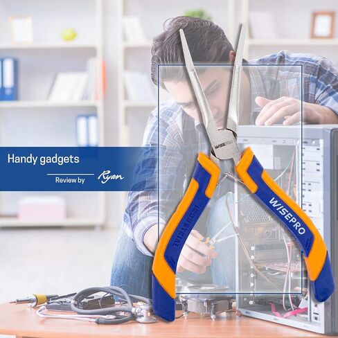 2 PCS Mini Needle Nose Pliers Set, Straight and Bent Long Nose Pliers with Comfort Grip Handles, Small Needle Nose Plier for Jewelry Making, Handmade Craft - Pink and Yellow in Kuwait