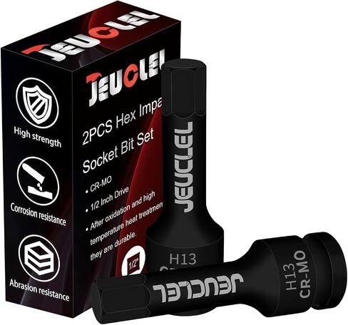 2pcs 8mm hex effect مقبس بت ، H8 1/2 بوصة محرك الأقراص Allen ، محول CR-MO الصلب سداسي سداسية محول لروح الربط الكهربائية in Kuwait