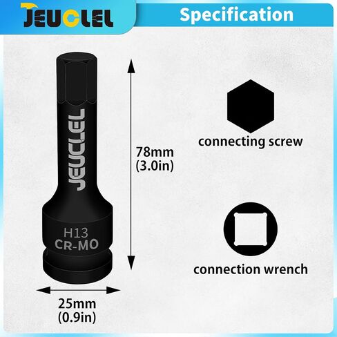 2pcs 8mm hex effect مقبس بت ، H8 1/2 بوصة محرك الأقراص Allen ، محول CR-MO الصلب سداسي سداسية محول لروح الربط الكهربائية in Kuwait
