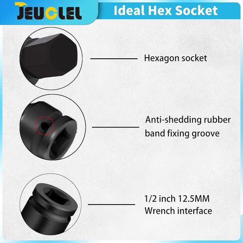 2pcs 8mm hex effect مقبس بت ، H8 1/2 بوصة محرك الأقراص Allen ، محول CR-MO الصلب سداسي سداسية محول لروح الربط الكهربائية in Kuwait