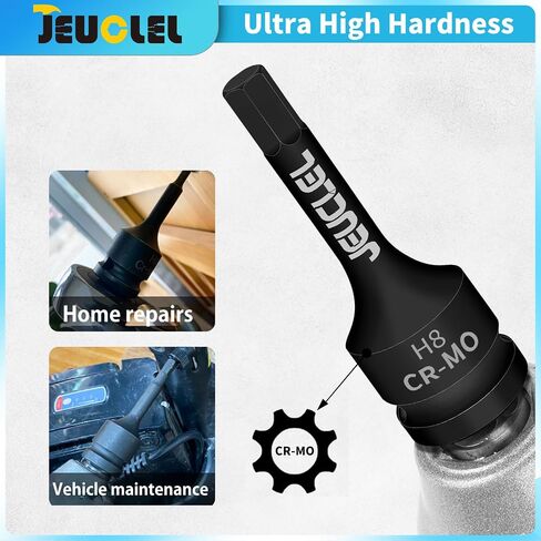2pcs 8mm hex effect مقبس بت ، H8 1/2 بوصة محرك الأقراص Allen ، محول CR-MO الصلب سداسي سداسية محول لروح الربط الكهربائية in Kuwait