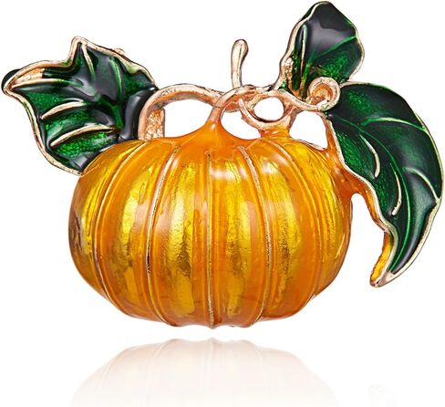 Pumpkin Brooch Pin for Women Fashion Dainty Enamel Green Leaf Pumpkin Crystal Brooch Pin Halloween Holiday Party Backpack Hat Costume Accessories Jewelry in Saudi Arabia