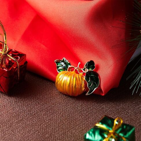 Pumpkin Brooch Pin for Women Fashion Dainty Enamel Green Leaf Pumpkin Crystal Brooch Pin Halloween Holiday Party Backpack Hat Costume Accessories Jewelry in Saudi Arabia