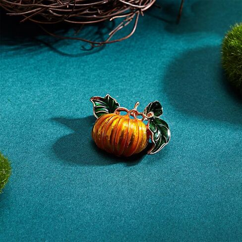Pumpkin Brooch Pin for Women Fashion Dainty Enamel Green Leaf Pumpkin Crystal Brooch Pin Halloween Holiday Party Backpack Hat Costume Accessories Jewelry in Saudi Arabia