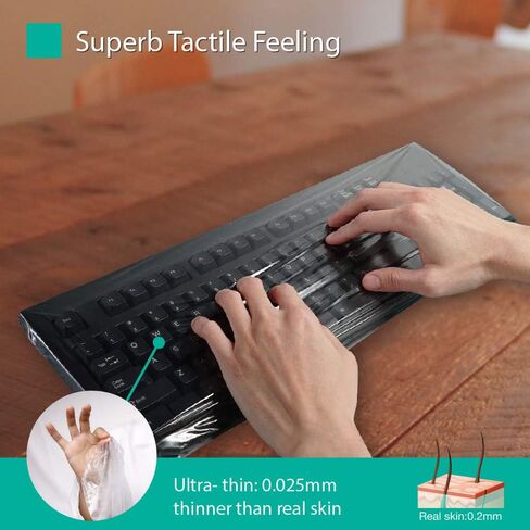 Green Onions Supply[3 Pack Universal Fully Covered Flat Style 0.025mm Wipeable Superb Tactile Feeling Waterproof Anti-Dust Keyboard Cap Cover for Desktop with Numeric Hospital Use in Kuwait