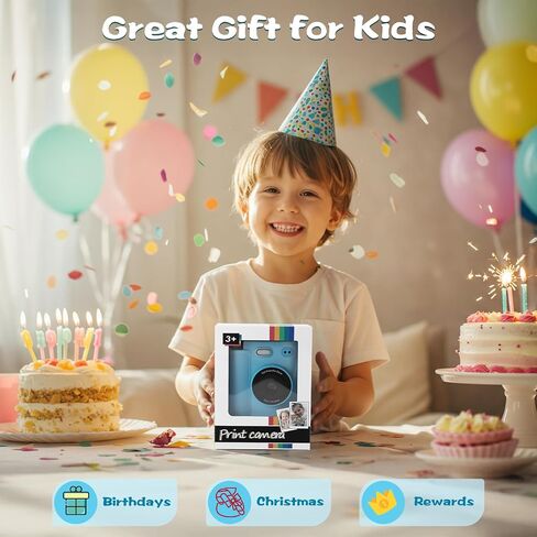 طباعة كاميرا للأطفال ، 1080p HD Dual Lens Selfie Digital Camera مع 5 لفائف ورق الطباعة وبطاقة TF 32G ، للأطفال ، لعبة طفل محمولة لمدة 3-12 من الأولاد والبنات (أسود) in Saudi Arabia