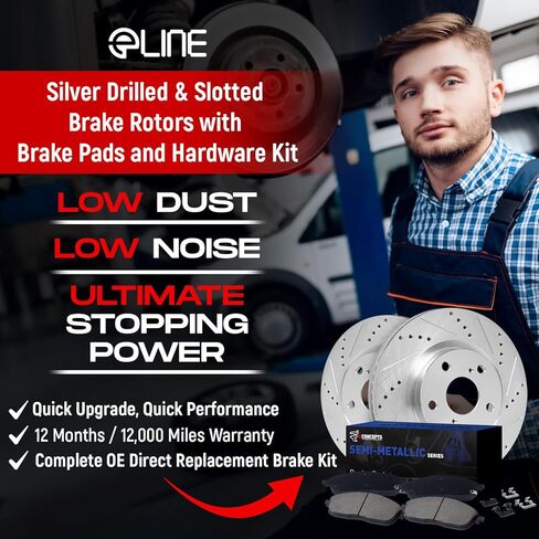 R1 Concepts Front and Rear Brake Kit For 1996-1997 Mercedes-Benz SL320, 1996-1998 Mercedes-Benz SL500| Drilled Slotted Brake Rotors| Semi-Metallic Brake Pads and Rotors Kit| Hardware, Sensor included in Saudi Arabia