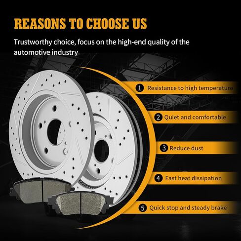 Disc Brake Kits with Pads and Rotors Front & Rear Drilled Slotted Vented Rotor for 2019 2020 2021 Toyota Rav4 2021 2022 2023 Venza 2019 2022 Avalon 2022 Corolla Cross in Kuwait