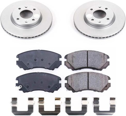 Power Stop CRK5290 الفرامل المغلفة دوار الفرامل ومنصات الفرامل السيراميك-مقدمة لـ Hyundai Sonata 2003-2005 ، KIA Optima 2002-2006 [Model) in Saudi Arabia