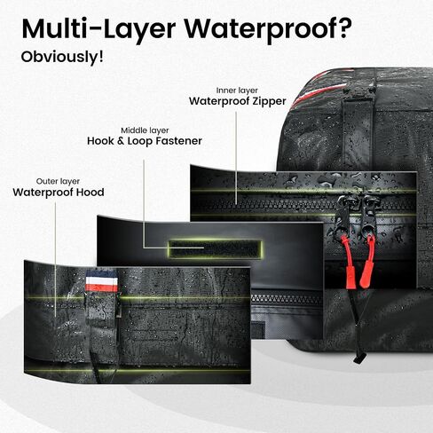 Kylinlucky Soft-Shell Rooftop Cargo Carrier Bag 15 Cubic Feet - Waterproof Car Roof Bag for All Vehicles, Heavy Duty 1200D with Anti-Slip Mat & Door Hooks 46x34x16 Inches (Non-Hard Case Design) in Saudi Arabia