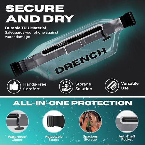 DRENCH IPX8 100% Waterproof Wallet for Men – Floating Dry Bag Pouch with Diving Suit Zipper, Removable Strap & Carabiner Clip – Lightweight Travel Wallet for Swimming, Snorkeling & Outdoor Adventures in Saudi Arabia