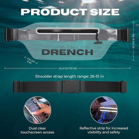 DRENCH IPX8 100% Waterproof Wallet for Men – Floating Dry Bag Pouch with Diving Suit Zipper, Removable Strap & Carabiner Clip – Lightweight Travel Wallet for Swimming, Snorkeling & Outdoor Adventures in Saudi Arabia