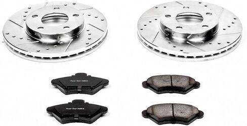 Power Stop K1299 Front Z23 Carbon Carbon Fiber Brake مع مجموعة دوارات الفرامل المحفورة والزمنية لفورد موستانج 1994-1998 [نموذج محدد] in Saudi Arabia