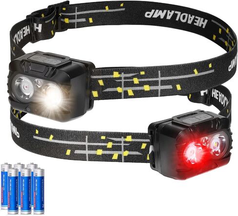 KunHe LED Red/White Headlamp 70CRI Bright White Light and 625nm Red Light Powerful Lightweight for Adults Night Vision Camping Hiking Running Fishing and Outdoor Activities 4-Pack in Saudi Arabia
