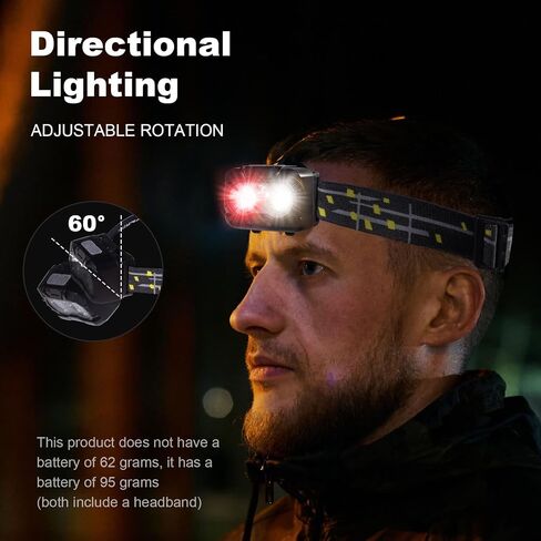 KunHe LED Red/White Headlamp 70CRI Bright White Light and 625nm Red Light Powerful Lightweight for Adults Night Vision Camping Hiking Running Fishing and Outdoor Activities 4-Pack in Saudi Arabia