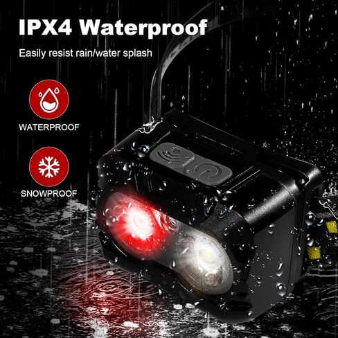 KunHe LED Red/White Headlamp 70CRI Bright White Light and 625nm Red Light Powerful Lightweight for Adults Night Vision Camping Hiking Running Fishing and Outdoor Activities 4-Pack in Saudi Arabia