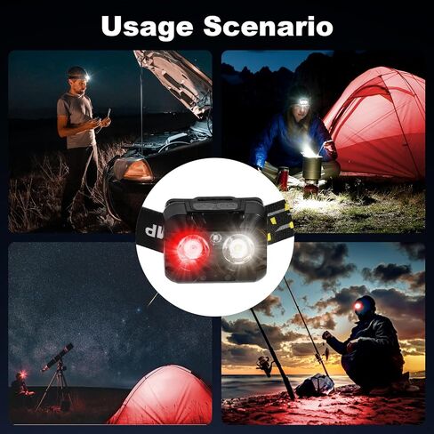KunHe LED Red/White Headlamp 70CRI Bright White Light and 625nm Red Light Powerful Lightweight for Adults Night Vision Camping Hiking Running Fishing and Outdoor Activities 4-Pack in Saudi Arabia