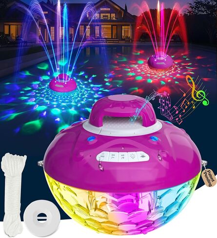 KingSom 3 in 1 Bluetooth Pool Speaker with Pool Fountain Light, 10000mAh Floating Pool Speaker, IP68 Waterproof Hot Tub Speakers, Loud Sound, BT5.4,24H Playtime Rechargeable pool Water Fountain, White in Kuwait