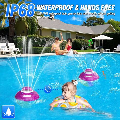 KingSom 3 in 1 Bluetooth Pool Speaker with Pool Fountain Light, 10000mAh Floating Pool Speaker, IP68 Waterproof Hot Tub Speakers, Loud Sound, BT5.4,24H Playtime Rechargeable pool Water Fountain, White in Kuwait