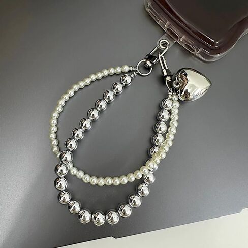 Bow Keychain Bag Charms for Women Heart Pearls Beaded Coquette Aesthetic Pearl Purse Charms Gold Silver Keychains in Saudi Arabia