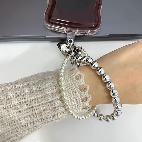Bow Keychain Bag Charms for Women Heart Pearls Beaded Coquette Aesthetic Pearl Purse Charms Gold Silver Keychains in Saudi Arabia