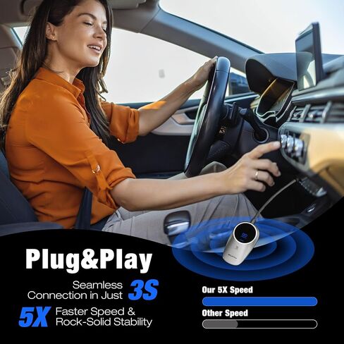 Wireless CarPlay Adapter for iPhone 2025 Upgrade, Convert Wired to Apple Wireless CarPlay Adapter with LED Display, Stable Control & No Delay CarPlay for iOS 10+ & Cars from 2015+, Space Silver in Saudi Arabia