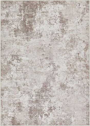 9x12 سجادة غرفة المعيشة القابلة للغسل: سجادة منطقة مجردة غير قابلة للانزلاق لغرفة طعام غرفة نوم ، سجادة ناعمة منخفضة كومة مناسبة للعائلات التي لديها أطفال ، بني in Kuwait