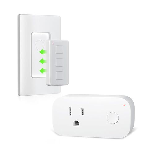 BN-LINK Remote Control Outlet Plug, Wireless Light Switch Wall Mounted, No Wiring Needed, Magnetic Remote Switch Outlet for Lights, 15A, 100ft RF Range, Pre-Programmed in Saudi Arabia