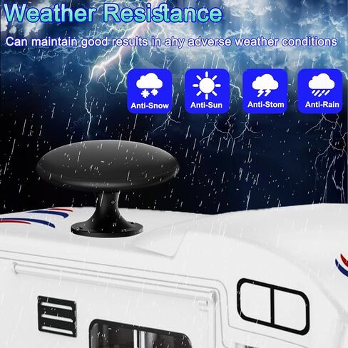 هوائي RV للعربة ، RV TV Roof مثبتة ، 720 درجة طويلة المدى Omni Direction هوائي رقمي HD ، مع داعم الإشارة الفائقة ، كابل HDTV 35 قدم. (أسود) in Kuwait