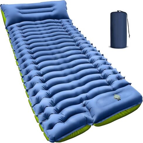Double Camping Sleeping Pad, Self Inflating 4" Extra-Thick Foot Press Ultralight 2 Person Camping Mat with Pillow for Camping Hiking Traveling Backpacking Tent-Orange in Saudi Arabia