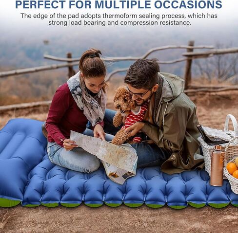Double Camping Sleeping Pad, Self Inflating 4" Extra-Thick Foot Press Ultralight 2 Person Camping Mat with Pillow for Camping Hiking Traveling Backpacking Tent-Orange in Saudi Arabia