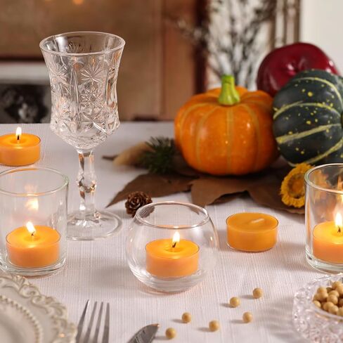 16Pcs Pumpkin and Cinnamon Scented Tealight Candles, Orange Soy Wax Tea Lights with Essential Oils, 4h Long Burning Tea Light Candles for Spa, Romantic Decor, Meditation, Dinner, and Home Decor in Saudi Arabia