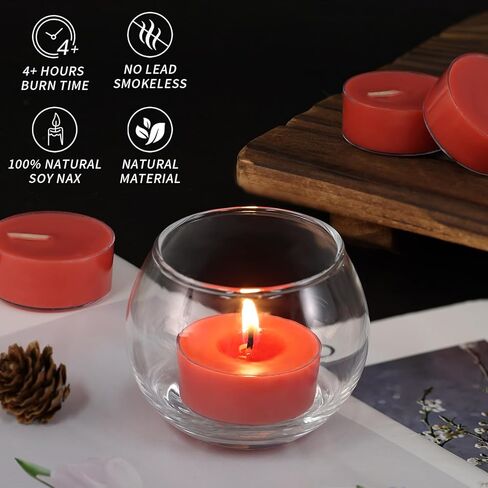 16pcs قرع وقرفة الشموع المعطرة ، وأضواء شاي شمع الصويا البرتقالية مع الزيوت الأساسية ، شموع شاي شاي طويلة محترقة 4H للمنتجع الصحي ، والديكور الرومانسي ، والتأمل ، والعشاء ، والديكور المنزلي in Kuwait