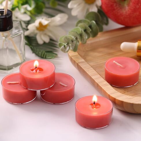 16pcs قرع وقرفة الشموع المعطرة ، وأضواء شاي شمع الصويا البرتقالية مع الزيوت الأساسية ، شموع شاي شاي طويلة محترقة 4H للمنتجع الصحي ، والديكور الرومانسي ، والتأمل ، والعشاء ، والديكور المنزلي in Kuwait