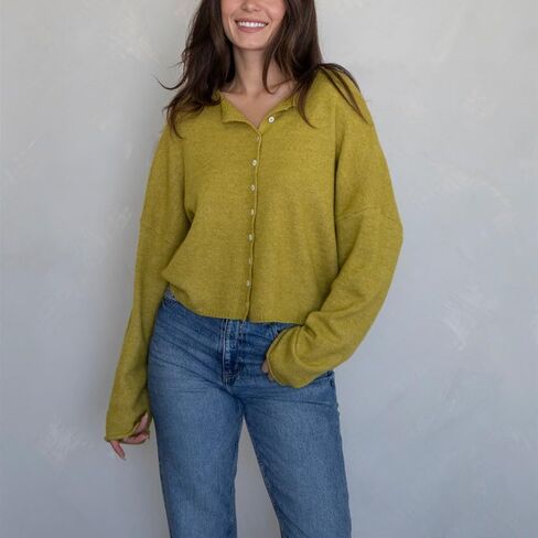 Women Y2k Knitted Cardigan Long Sleeve Button Down Sweater Lightweight Casual Cardigan Loose Fall Streetwear in Kuwait