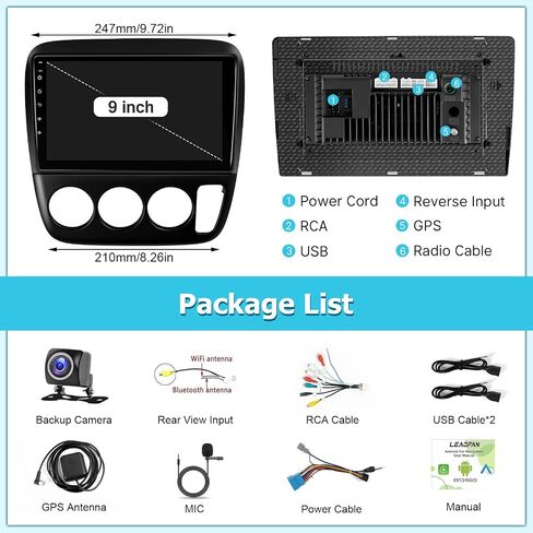 Car Stereo Radio for Honda CRV 2002 2003 2004 2005 2006 with Wireless Apple CarPlay Android Auto,9 Inch Touch Screen, Bluetooth,GPS,WiFi,SWC,Backup Camera in Saudi Arabia