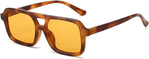 Retro Aviator Sunglasses Men Women Vintage 70s Square Glasses Double Bridge Trendy Rectangle Shades in Kuwait