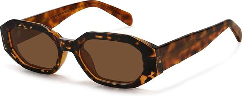 Retro Polarized Rectangle/Hexagon Sunglasses for Women,90s Trendy Vintage Narrow Hexagon Acetate Frame Sunglasses in Saudi Arabia