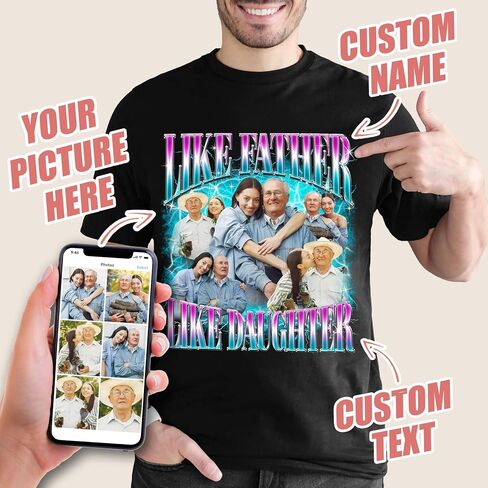 JIX & JOKY Custom T Shirts with Picture Custom Fathers Day Shirt for Dad Photo Tshirt with Face Customize Shirt for Men in Saudi Arabia
