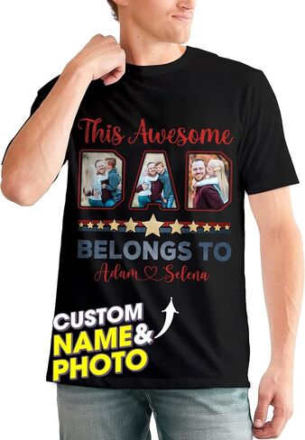 JIX & JOKY Custom T Shirts with Picture Custom Fathers Day Shirt for Dad Photo Tshirt with Face Customize Shirt for Men in Saudi Arabia