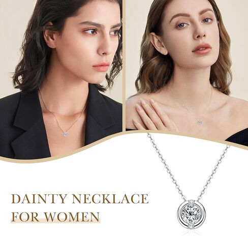 Woaini 1 قيراط Moissanite Solitaire قلادة قلادة في 925 الفضة الفضية الاسترليني ، قلادات قابلة للتعديل قلادة مديك مع Moissanite ، 18 "+2" ، هدية مجوهرات الماس الماس للنساء للنساء in Kuwait