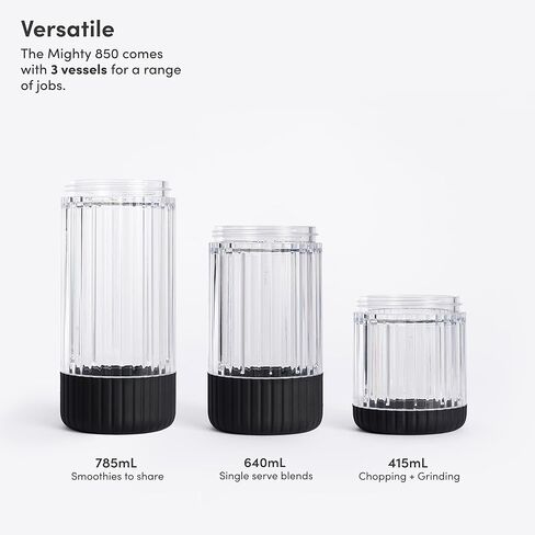 الوحش الأقوياء 850 | الخلاط الشخصي المدمج المدمج | العصائر ، الهزات ، الضمادات ، الصلصات ، الحلويات ، الانخفاضات | يمزج الجليد والفاكهة المجمدة | يشمل الأغطية الإضافية والقش | 850W (الكربون الأسود) in Kuwait