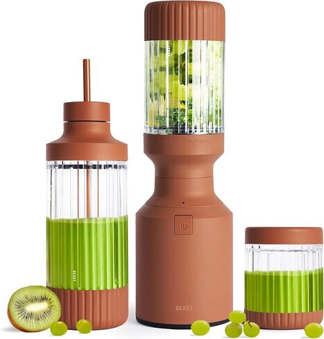 Beast Mighty 850 | Premium Compact Personal Blender | Smoothies, Shakes, Dressings, Sauces, Desserts, Dips | Blends Ice and Frozen Fruit | Includes Extra Lids and Straws | 850W (Carbon Black) in Saudi Arabia
